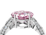 Platinum Fancy Pink Asscher  Solitaire Diamond Engagement Ring with Pave Band and Four-Prong Setting 5