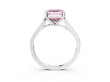 Platinum Fancy Pink Asscher  Solitaire Diamond Ring with Four-Prong Setting and Tapered Band 3