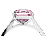Platinum Fancy Pink Asscher  Solitaire Diamond Ring with Four-Prong Setting and Tapered Band 4