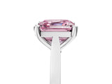 Platinum Fancy Pink Asscher  Solitaire Diamond Ring with Four-Prong Setting and Tapered Band 5