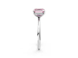 Platinum Fancy Pink Asscher  Solitaire Diamond Ring with a Classic Band and Four-Prong Setting 2