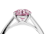Platinum Fancy Pink Asscher  Solitaire Engagement Ring with Four-Prong Setting and Classic Band