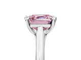Platinum Fancy Pink Asscher  Solitaire Engagement Ring with Six-Prong Setting and Classic Band 1