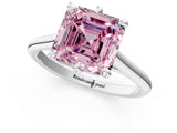 Platinum Fancy Pink Asscher  Solitaire Engagement Ring with Six-Prong Setting and Classic Band 3