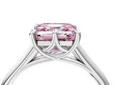 Platinum Fancy Pink Asscher  Solitaire Engagement Ring with Six-Prong Setting and Classic Band