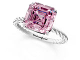 Platinum Fancy Pink Asscher  Solitaire Twist Band Ring with Four-Prong Setting_1