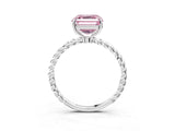 Platinum Fancy Pink Asscher  Solitaire Twist Band Ring with Four-Prong Setting_3