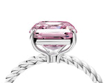 Platinum Fancy Pink Asscher  Solitaire Twist Band Ring with Four-Prong Setting_4