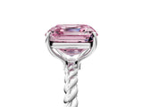 Platinum Fancy Pink Asscher  Solitaire Twist Band Ring with Four-Prong Setting_5