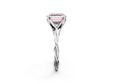 Platinum Fancy Pink Asscher  Solitaire Twist Band Six-Prong Setting 3