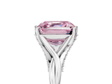 Platinum Fancy Pink Asscher  Solitaire Twist Band Six-Prong Setting