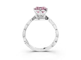 Platinum Fancy Pink Asscher  Solitaire Twist Band with Leaf Prong Setting 3