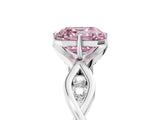 Platinum Fancy Pink Asscher  Solitaire Twist Band with Leaf Prong Setting 5