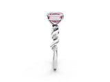 Platinum Fancy Pink Asscher  Solitaire Twisted Band with Prong Setting 3