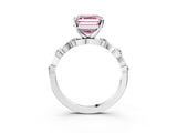 Platinum Fancy Pink Asscher  Solitaire Twisted Band with Prong Setting 4