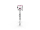 Platinum Fancy Pink Asscher  Solitaire Twisted Pave Diamond Ring with Four-Prong Setting_8