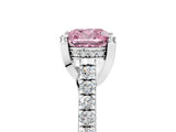 Platinum Fancy Pink Cushion  Brilliant Diamond Solitaire with Pavé Band and Four-Prong Setting 5