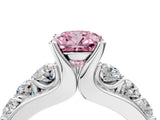 Platinum Fancy Pink Cushion  Brilliant Solitaire with Side Stones on a Pave Band and Four-Prong Setting_16