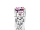 Platinum Fancy Pink Cushion  Brilliant Solitaire with Side Stones on a Pave Band and Four-Prong Setting_29