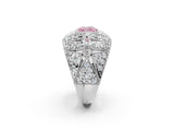 Platinum Fancy Pink Cushion Cut Brilliant Halo Pave Diamond Milgrain Ring_14