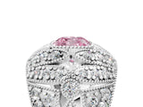 Platinum Fancy Pink Cushion Cut Brilliant Halo Pave Diamond Milgrain Ring_17