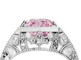 Platinum Fancy Pink Cushion Cut Brilliant Milgrain Filigree Diamond Ring with Square Prong Setting_28