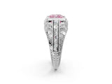 Platinum Fancy Pink Cushion Cut Brilliant Milgrain Filigree Diamond Ring with Square Prong Setting_32