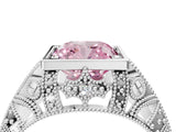 Platinum Fancy Pink Cushion Cut Brilliant Milgrain Filigree Diamond Ring with Square Prong Setting_34