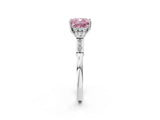 Platinum Fancy Pink Cushion Cut Brilliant Three-Stone Pave Band with Four-Prong Setting_8