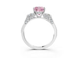 Platinum Fancy Pink Cushion Cut Brilliant Three-Stone Pave Band with Four-Prong Setting_9