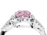 Platinum Fancy Pink Cushion Cut Cut Diamond Halo Engagement Ring with Open Split Pavé Band_10