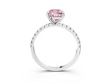 Platinum Fancy Pink Cushion Cut Diamond Brilliant Solitaire Ring with Pavé Band and Four-Prong Setting_39