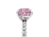 Platinum Fancy Pink Cushion Cut Diamond Brilliant Solitaire Ring with Pavé Band and Four-Prong Setting_41