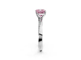 Platinum Fancy Pink Cushion Cut Diamond Engagement Ring with Side Stone Accents and Four-Prong Setting_14