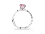 Platinum Fancy Pink Cushion Cut Diamond Engagement Ring with Side Stone Accents and Four-Prong Setting_15
