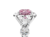 Platinum Fancy Pink Cushion  Cut Diamond Floral Halo Engagement Ring with Shared Prong Setting 5