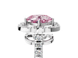 Platinum Fancy Pink Cushion Cut Diamond Floral Halo Split Shank Prong Setting Ring_11