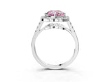 Platinum Fancy Pink Cushion Cut Diamond Floral Halo Split Shank Prong Setting Ring_9
