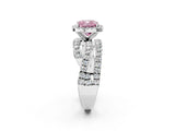Platinum Fancy Pink Cushion Cut Diamond Halo Ring with Round Split Shank and Prong Setting_2