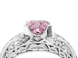 Platinum Fancy Pink Cushion Cut Diamond Pave Art Deco Split Shank Ring with Four-Prong Setting_10