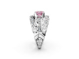 Platinum Fancy Pink Cushion Cut Diamond Pave Art Deco Split Shank Ring with Four-Prong Setting_8