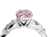 Platinum Fancy Pink Cushion  Cut Diamond Ring with Baguette Side Stones, Channel Set Band, and Four-Prong Setting_16