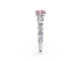 Platinum Fancy Pink Cushion Cut Diamond Side Stone Engagement Ring with Four-Prong Setting_16