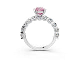 Platinum Fancy Pink Cushion Cut Diamond Side Stone Engagement Ring with Four-Prong Setting_17
