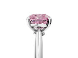 Platinum Fancy Pink Cushion Cut Diamond Solitaire Engagement Ring with Classic Band and Four-Prong Setting_17