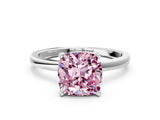 Platinum Fancy Pink Cushion Cut Diamond Solitaire Ring with Classic Band and Four-Prong Setting_36