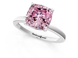 Platinum Fancy Pink Cushion Cut Diamond Solitaire Ring with Classic Band and Four-Prong Setting_37