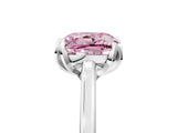 Platinum Fancy Pink Cushion Cut Diamond Solitaire Ring with Flower Prong Setting and Classic Band_17