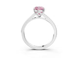 Platinum Fancy Pink Cushion Cut Diamond Solitaire Ring with Pavé Band and Prong Setting_15