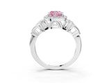 Platinum Fancy Pink Cushion Cut Halo Diamond Split Shank Engagement Ring with Four-Prong Setting_15